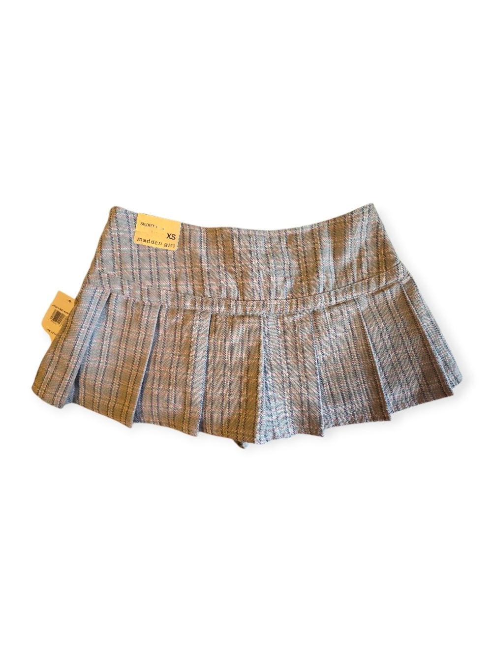 Madden Girl Striped Pleated Skort in Tan and Blue - Picture 2 of 2